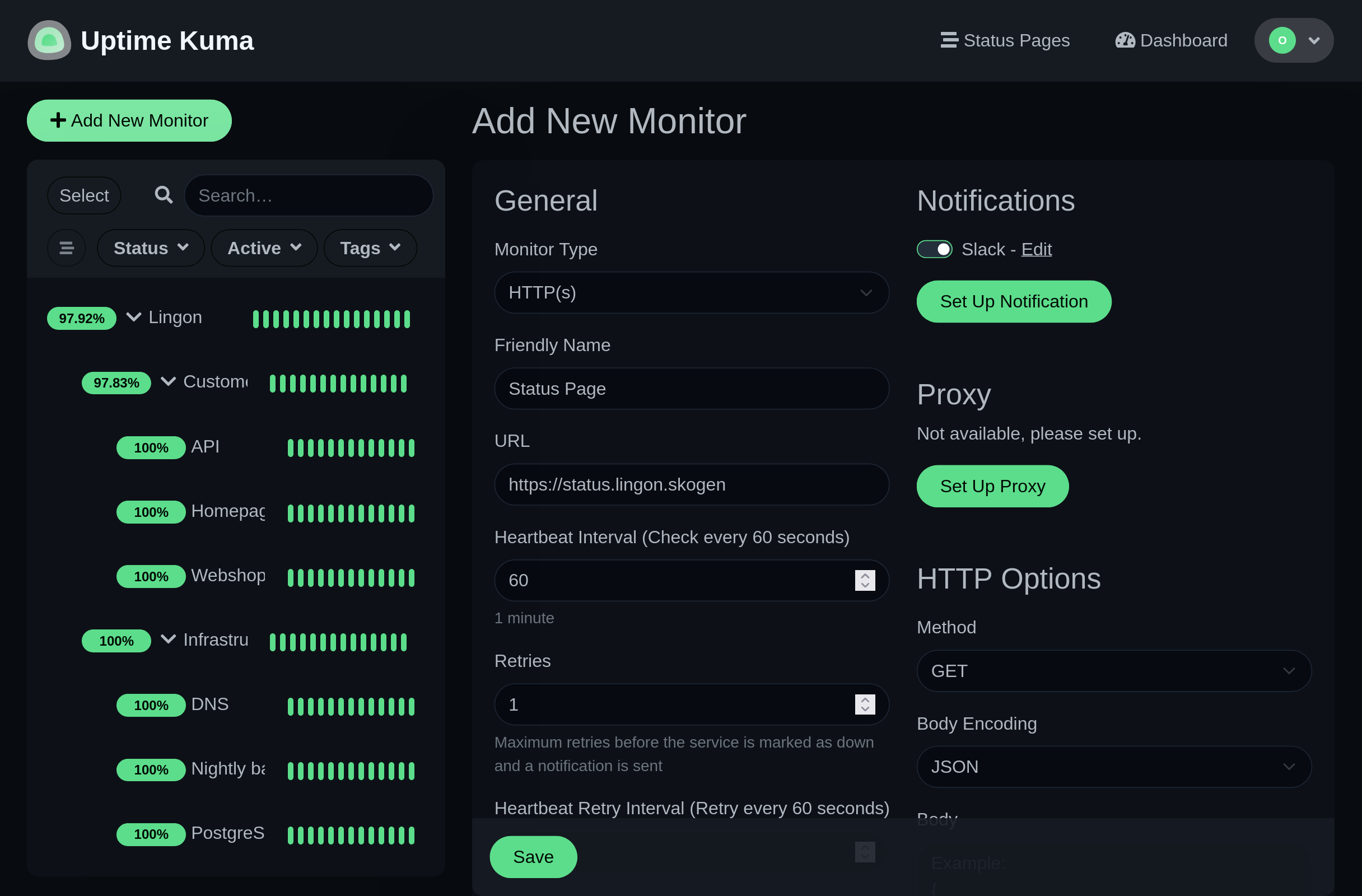 Configuring monitors and notifications in Uptime-Kuma