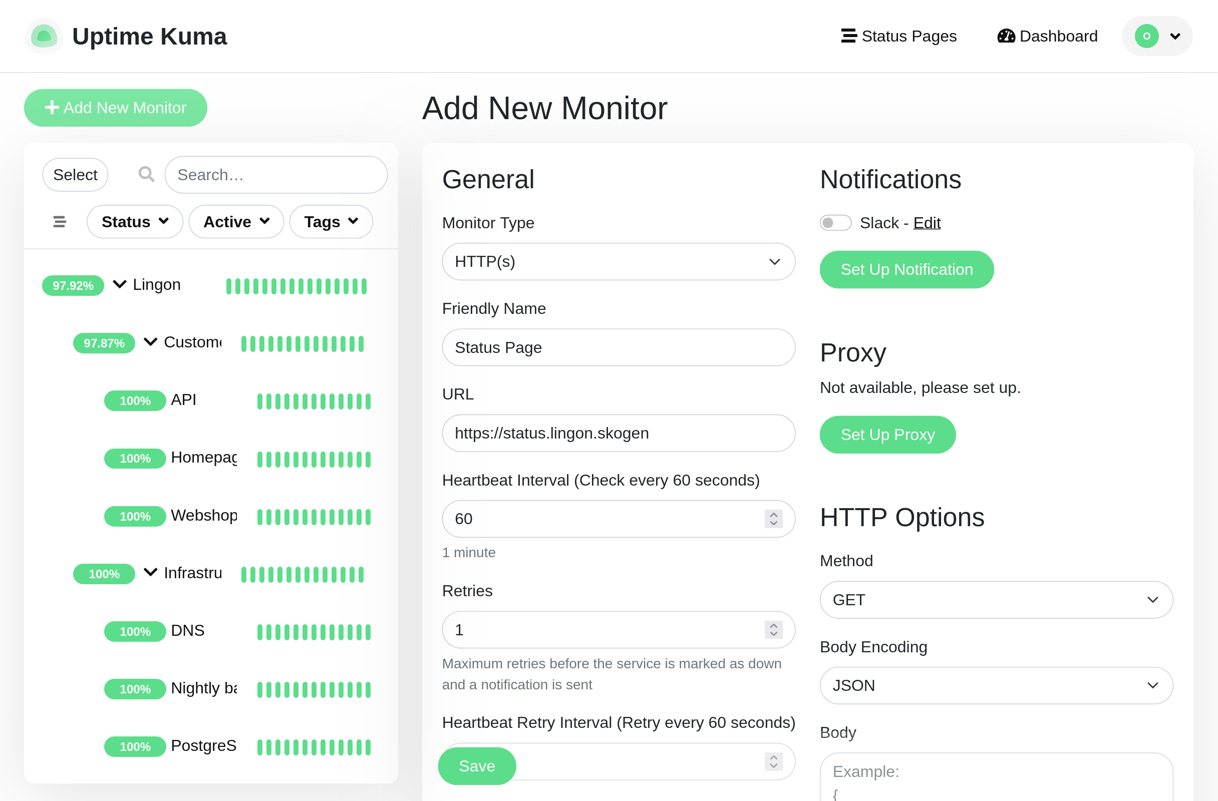 Configuring monitors and notifications in Uptime-Kuma