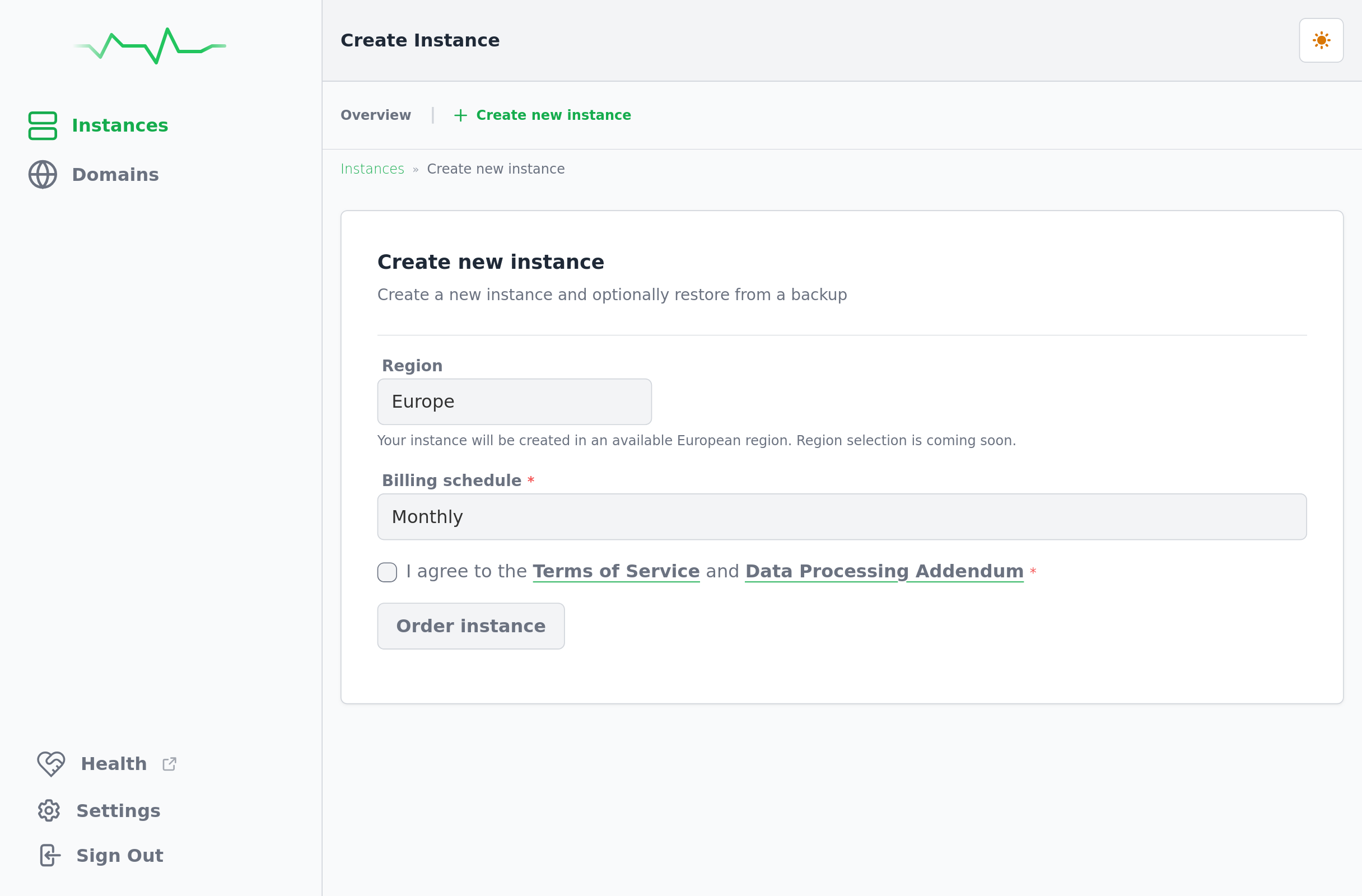 Ordering your own Hosted Uptime-Kuma instance